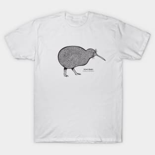 Kiwi Bird with Common and Latin Names - on white T-Shirt